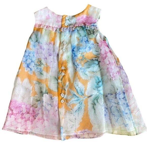 Gucci Baby Girl Floral Watercolor Print 100% Silk Dress - Picture 3 of 11
